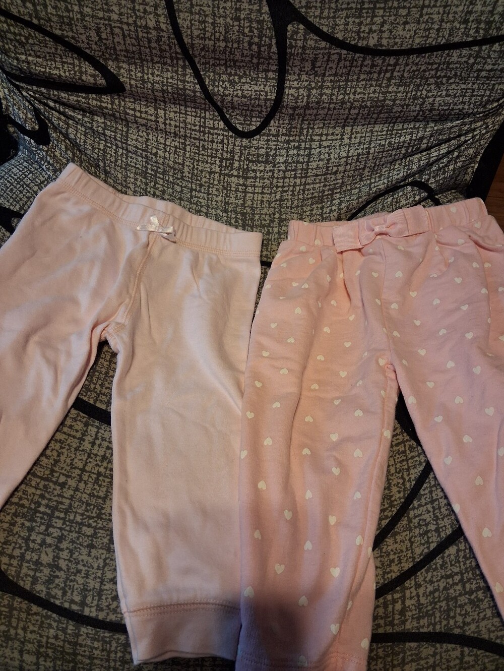 Children's Place Girls' Pink Heart and Solid Knit Pants - Pack of 2